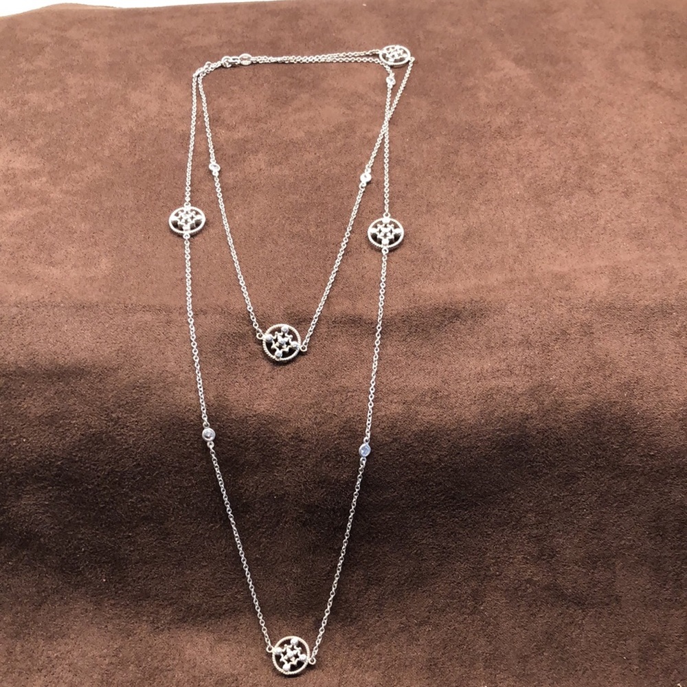 Sterling Silver and White Sapphire Necklace - Picture 7 of 9